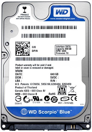 wd scorpio blue 640 hdd WD lanza disco de 640GB para portátiles
